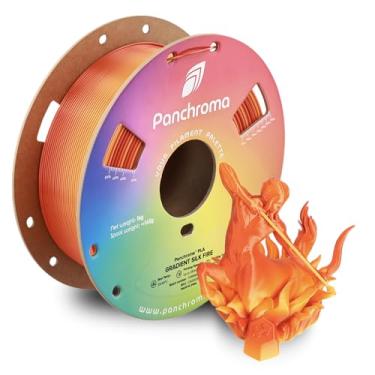 Imagem de Polymaker Filamento de impressão 3D Panchroma Gradient Silk Fire PLA 1,75 mm 1kg, transições de cores suaves, acabamento de seda brilhante, impressão de alta velocidade, ideal para decoração de casa