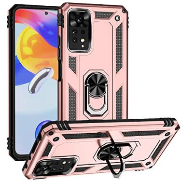 Imagem de SORAKA Capa para Xiaomi Redmi Note 11 Pro com suporte de anel invisível e placa de metal para montagem magnética em carro Capa rígida para PC Capa Xiaomi Redmi Note 11 Pro 5G Capa