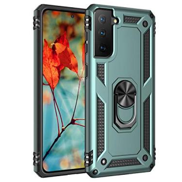 Imagem de SORAKA Capa para Samsung Galaxy S21 FE 5G com anel capa Samsung Galaxy S21 FE 5G TPU suave para-choques rígido PC capa traseira com placa de metal para telemóvel magnético de montagem em carro