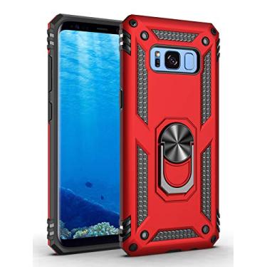 Imagem de SORAKA Capa para Samsung Galaxy S8 Plus com suporte de anel capa protetora para Samsung Galaxy S8 Plus capa traseira de policarbonato rígido com placa de metal para suporte magnético de telefone carro