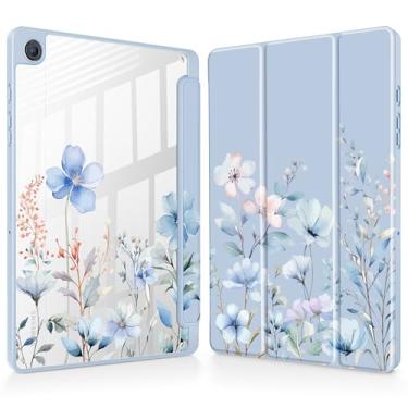 Imagem de May Chen Capa para Samsung Galaxy Tab A9 Plus 27.9 cm 2023, suporte de lápis embutido com capa à prova de choque, capa traseira transparente transparente, despertar/hibernar automaticamente, flores