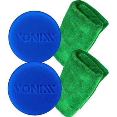 Imagem de 2 Aplicador Espuma + 2 Pano Flanela Toalha Microfibra Vonixx