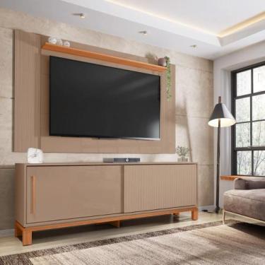 Imagem de Bancada Rack Com Painel Para Tv Até 65 Polegadas Jace Cinza - Caemmun