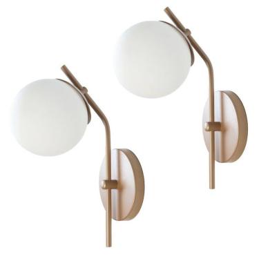 Imagem de Kit 2 Arandelas Inclinada Jabuticaba Globo Vidro Champagne