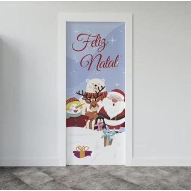 Imagem de Capa Para Porta Decoração De Volta Às Aulas Feliz Natal Papai Noel Painel Em Tecido Com Elástico (6)