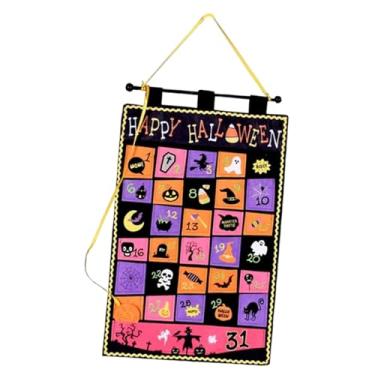 Imagem de Fenteer Calendário de Halloween em feltro para pendurar na parede 39x61 cm acessório decorativo para crianças
