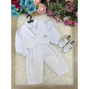 Imagem de Conjunto Social Batizado Calça Branco - Camisa e Gravata Borboleta - F
