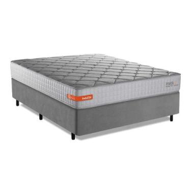 Imagem de Cama Box Casal King Espuma Softgel Power 193x203x60cm - Inducol, Cinza