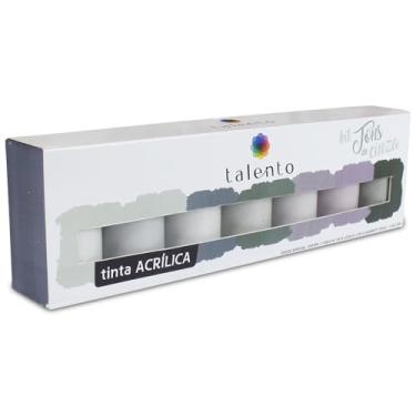 Imagem de Tinta Acrílica Para Artesanato Talento, 7 Cores de 37ml, Tons de Cinza