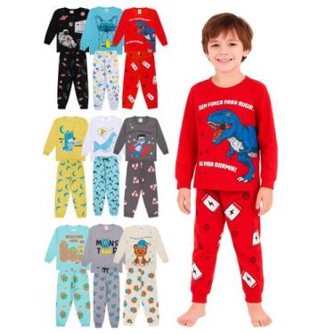 Imagem de Kit Sortido 10 Peças Pijama Infantil Bebê Menino Manga Comprida kit 5 