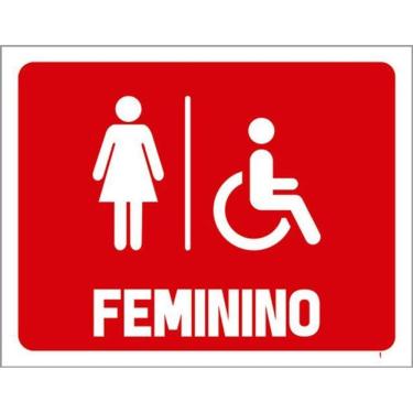 Imagem de Kit 3 Placas Vermelho Banheiro Feminino 36X46