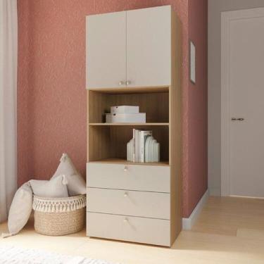 Imagem de Módulo 70x180 2 Portas 1 Kit Prateleira 3 Gavetas Frame CabeCasa Madei