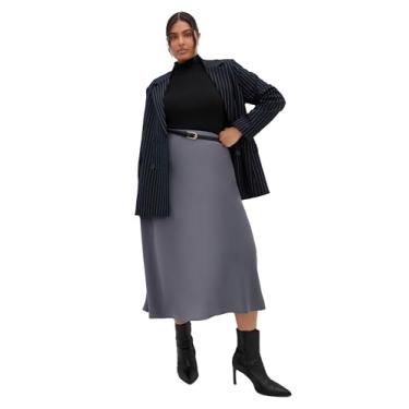 Imagem de City Chic Saia feminina plus size - Miranda Midi, ardósia, 58