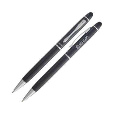 Imagem de Caneta Esferográfica Crown Viena Touchscreen Personalizada Nome Logo (Preto)