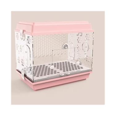 Imagem de Gaiola de pássaro acrílica transparente gaiola de papagaio grande ornamental chassi removível fácil de limpar ninho de pássaro (rosa)