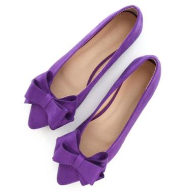 Imagem de Sapatos rasos TN TANGNEST femininos, moda, laço, roxo escuro