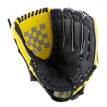 Imagem de Luva de beisebol de couro PU luva de beisebol luva de beisebol engrossada luvas de softball fechadas para crianças adolescentes adultos (cor: Amarelo, tamanho: 30 x 22 cm)