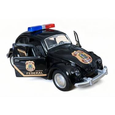 Imagem de Carro Miniatura Fusca Fusquinha Polícia Federal Fricção 1 por 32 Metal