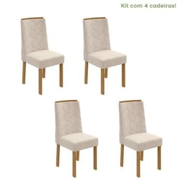 Imagem de Kit com 4 Cadeiras para Sala de Jantar Estofadas Astrid - Móveis Lopas