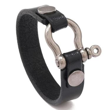 Imagem de Rockyu Pulseira masculina, couro legítimo, fecho, design de ferradura, estilo antigo, acessório casual, presente de aniversário, ミディアム, Couro, Sem Pedra Preciosa