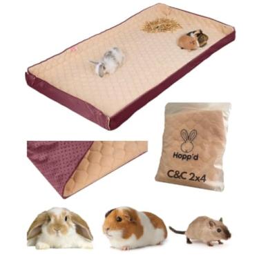 Imagem de Hopp'd Forro para gaiola de porquinho-da-índia HutchLiner – Roupa de cama de lã lavável para coelhos e porquinhos-da-índia – impermeável, controle de odores, tapete de resfriamento, tapete