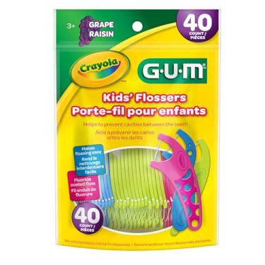 Imagem de Flosser GUM Crayola, Fio Dental Infantil com haste, Sabor Uva, 40 unid.