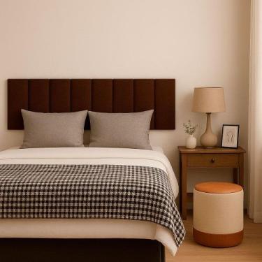 Imagem de Cabeceira Casal 7 Módulos Estofados Placa Cama Box Adesiva 140cm - PC 