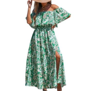 Imagem de Vestido feminino CUPSHE com estampa floral sem ombros, maxi
