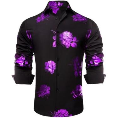 Imagem de Camisa social Hi-Tie com estampa 3D com botões e manga comprida para h