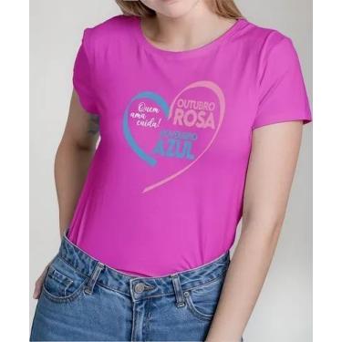 Imagem de Camiseta Camisa Adulto Feminina Masculina Algodão Campanha Outubro Ros