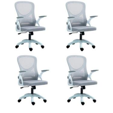 Imagem de Kit com 4 Cadeira Escritório Diretor Office Columbus com Tela Mesh - E