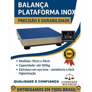 Imagem de Balança Digital 300kg Plataforma 50x40cm Aferida Inmetro - Constant, 1
