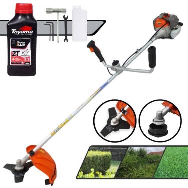 Imagem de Roçadeira  Vulcan VR330-P 33cc 1,2HP de Potência Aparador de Grama Completo Com Cabeçote de Nylon + Lâmina 3 Pontas + ÓLEO TOYAMA 2 Tempos