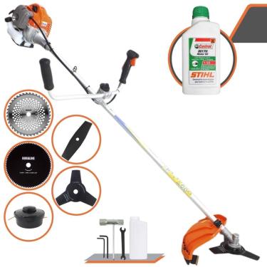 Imagem de Cortador de Grama À Gasolina Vulcan VR430P 43cc 1,7HP Completa 5 em 1 C/ Guidão Antivibração Carretel Nylon + 4 Lâminas de Corte + ÓLEO STIHL 2 Tempos