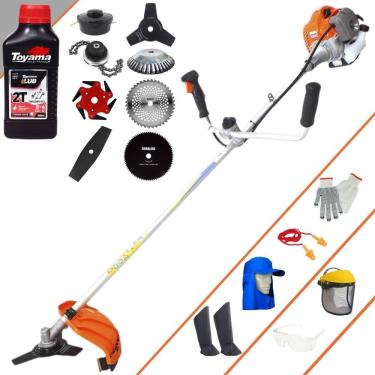 Imagem de Roçadeira Vulcan VR430-P 43cc 1,7HP + Facas 2 Pontas, 3 Pontas, 6 Pontas, 40 Dentes de Vídea, 80 Dentes, Trimmer e Escova de Aço + EPI + ÓLEO TOYAMA