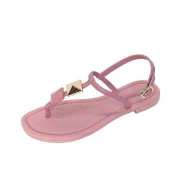 Imagem de Sandália Salomé Rasteira Feminina SPIKES Miss Miss 50040, Rosê, 35