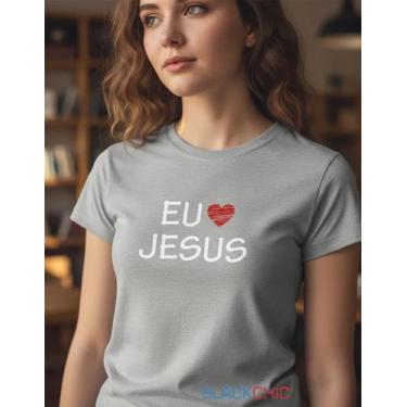 Imagem de Camiseta Jesus Amor Coração Fé Cristã Feminina Blusinha Baby Look - Bl
