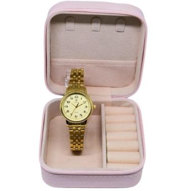 Imagem de Relógio Tuguir Feminino Ref: Tg30376 Dourado Estojo Porta Jóias