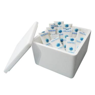 Imagem de Kit Caixa Isopor 1,5L Litro 12 Gelo Flexível 45g Parede Simples - Gelo