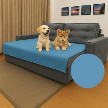 Imagem de Manta Protetora para Sofá Impermeável. Uso Geriátrico, Pet e Infantil. Contra Pelos e Liquidos. Cores (azul bebê)