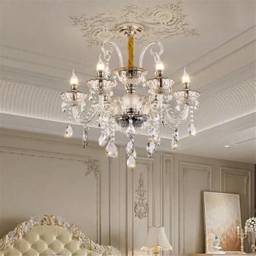 Imagem de Luxo Europeu Vela Cristal Candelabro LED Criatividade Americana Sala de Estar Restaurante Quarto Villa Hotel Edifício Duplex Lâmpada Pendente (C 6 Luzes)