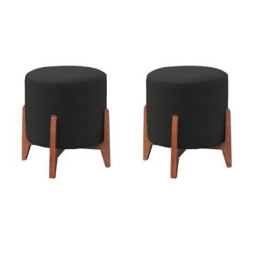 Imagem de Kit 02 Puff Redondo Thor Linho Sala de Jantar Straso - Straso Decor, G