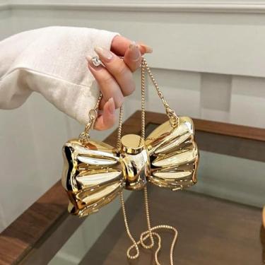 Imagem de Bolsa de ombro feminina, bolsa clutch para mulheres, bolsa transversal à noite, bolsa tiracolo para festa, casamento, trabalho, praia, mochila, carteira, mochila, Laço dourado, Compact