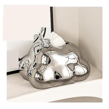 Imagem de Caixa de lenços Caixa de toalha papel, mesa centro da sala estar, caixa armazenamento com controle remoto, gaveta criativa para guardanapo, multifuncional(Silver)