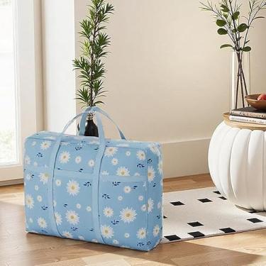 Imagem de Bolsa de ginástica esportiva feminina, bolsa de armazenamento de bagagem, bolsa noturna com compartimento de sapatos resistente para mulheres, Azul