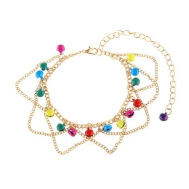 Imagem de Tornozeleira de sino boêmia, multicolorida, sandálias de praia, descalço, tornozeleiras, corrente de sino, joias femininas, One Size, Metal, Sem Pedra Preciosa