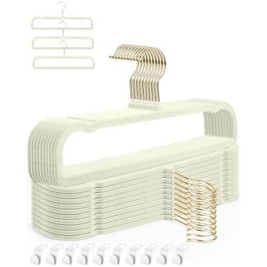 Imagem de Cabides para calças de veludo, 20 peças de cabides de feltro resistentes para mulheres e homens, 35 cm (C) cabide fino para roupas adultas com gancho giratório de 360°, cabides jeans flocados para