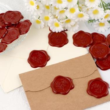 Imagem de 20 peças adesivos de selo de cera de eucalipto carmesim adesivos autoadesivos de selo de envelope ótimos para convite de casamento, presentes de aniversário, cartões comemorativos, decoração de