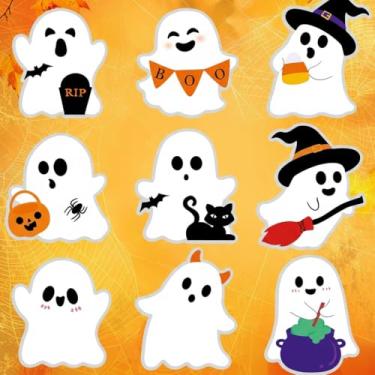 Imagem de 108 peças de adesivos fofos de Halloween de 5 cm, adesivos autoadesivos de fantasma de Halloween para envelopes, artesanato, cartões, selos, presentes, sacos de doces, suprimentos de decoração de
