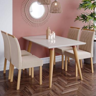 Imagem de Mesa de Jantar 4 Lugares Adele Madeira/Off White/Nude 17425 - Cimol